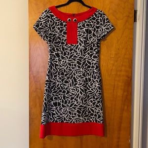 Connected Apparel Red, white, and black dress
